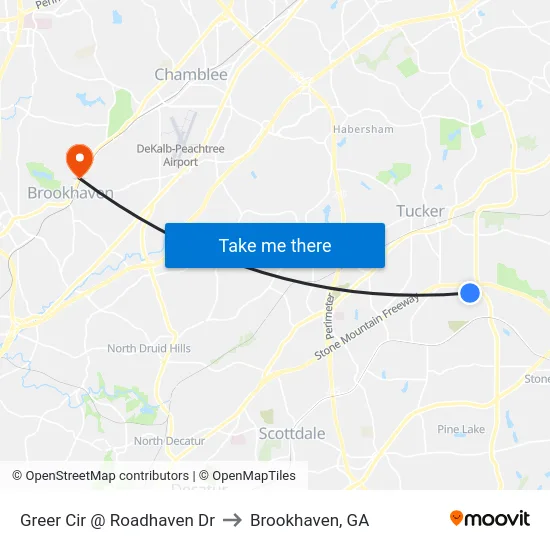 Greer Cir @ Roadhaven Dr to Brookhaven, GA map