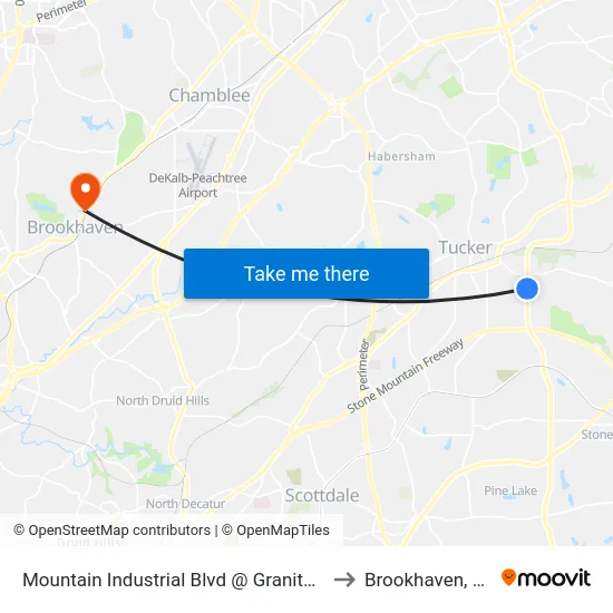 Mountain Industrial Blvd @ Granite Dr to Brookhaven, GA map