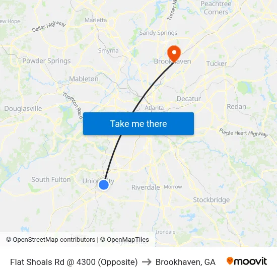 Flat Shoals Rd @ 4300 (Opposite) to Brookhaven, GA map