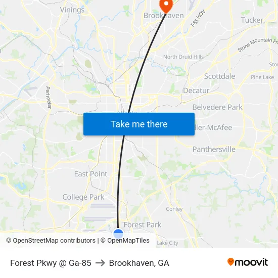 Forest Pkwy @ Ga-85 to Brookhaven, GA map