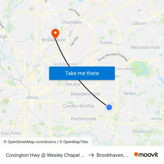 Covington Hwy @ Wesley Chapel Rd to Brookhaven, GA map