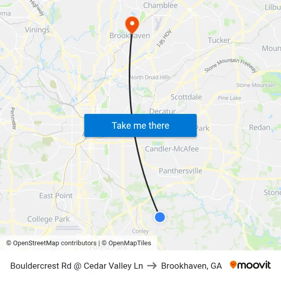 Bouldercrest Rd @ Cedar Valley Ln to Brookhaven, GA map