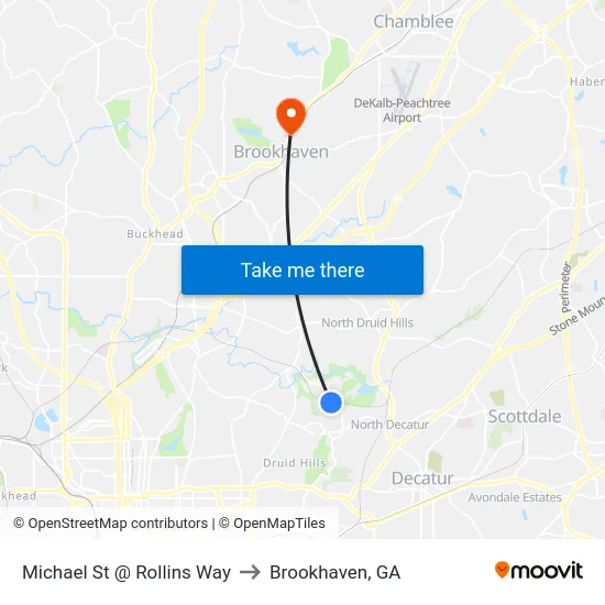 Michael St @ Rollins Way to Brookhaven, GA map