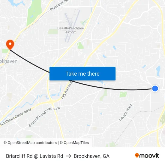 Briarcliff Rd @ Lavista Rd to Brookhaven, GA map