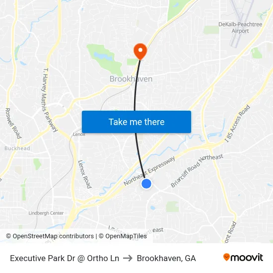 Executive Park Dr @ Ortho Ln to Brookhaven, GA map