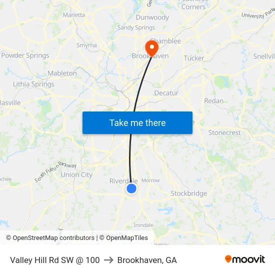 Valley Hill Rd SW @ 100 to Brookhaven, GA map