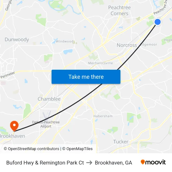 Buford Hwy & Remington Park Ct to Brookhaven, GA map