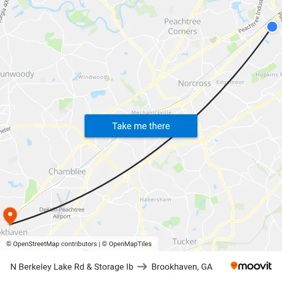 N Berkeley Lake Rd & Storage Ib to Brookhaven, GA map