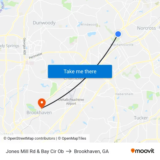 Jones Mill Rd & Bay Cir Ob to Brookhaven, GA map