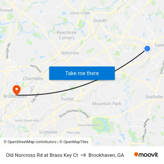 Old Norcross Rd at Brass Key Ct to Brookhaven, GA map