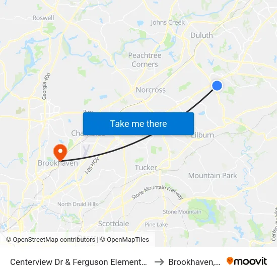 Centerview Dr & Ferguson Elementary Ob to Brookhaven, GA map