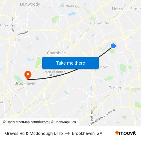Graves Rd & Mcdonough Dr Ib to Brookhaven, GA map