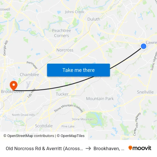 Old Norcross Rd & Averritt (Across) Ib to Brookhaven, GA map