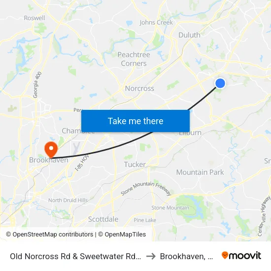 Old Norcross Rd & Sweetwater Rd Ib to Brookhaven, GA map