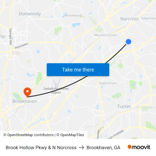 Brook Hollow Pkwy & N Norcross to Brookhaven, GA map