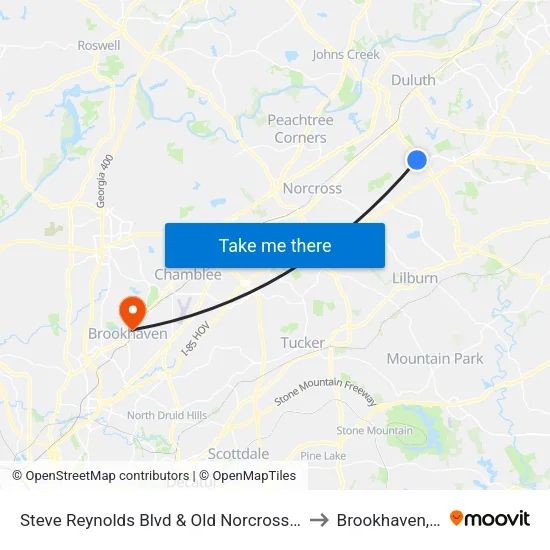 Steve Reynolds Blvd & Old Norcross Rd Ob to Brookhaven, GA map