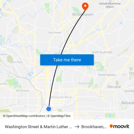 Washington Street & Martin Luther King J to Brookhaven, GA map