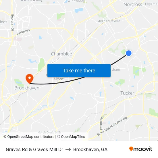 Graves Rd & Graves Mill Dr to Brookhaven, GA map