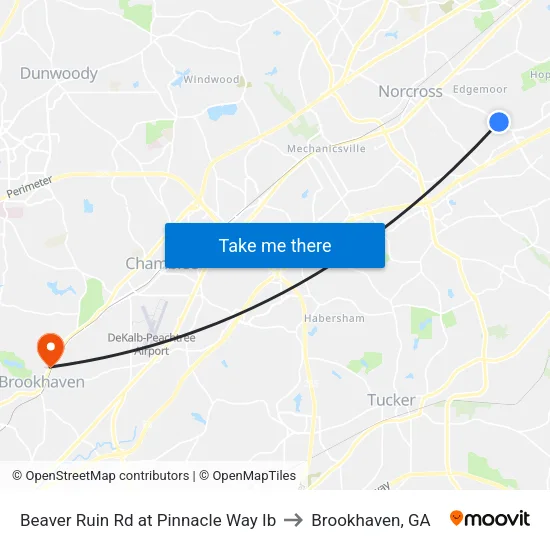 Beaver Ruin Rd at Pinnacle Way Ib to Brookhaven, GA map