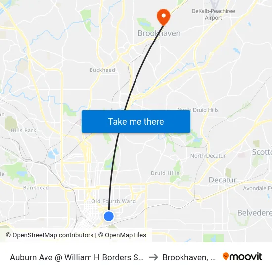 Auburn Ave @ William H Borders Sr Dr to Brookhaven, GA map