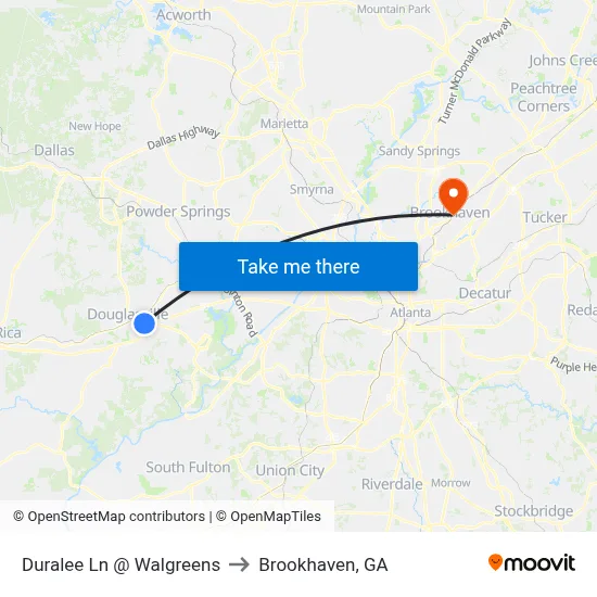 Duralee Ln @ Walgreens to Brookhaven, GA map