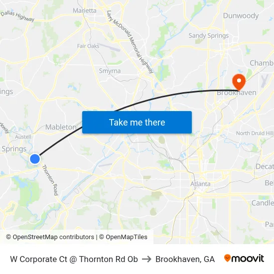 W Corporate Ct @ Thornton Rd Ob to Brookhaven, GA map