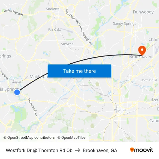 Westfork Dr @ Thornton Rd Ob to Brookhaven, GA map