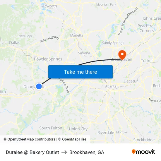 Duralee @ Bakery Outlet to Brookhaven, GA map