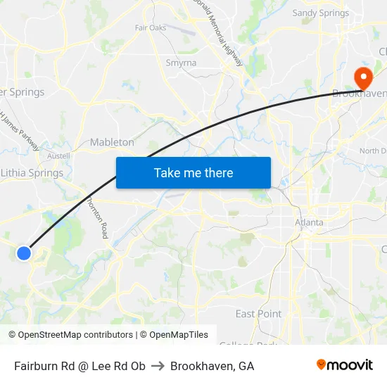 Fairburn Rd @ Lee Rd Ob to Brookhaven, GA map