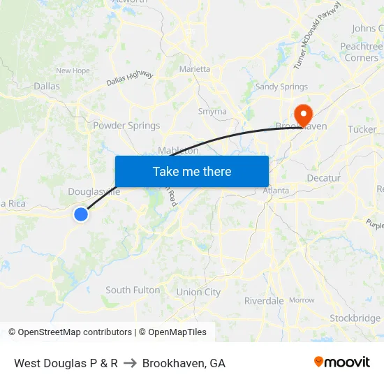West Douglas P & R to Brookhaven, GA map