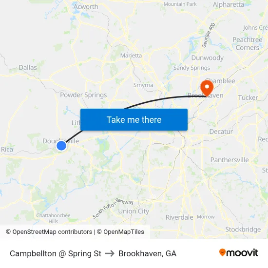 Campbellton @ Spring St to Brookhaven, GA map