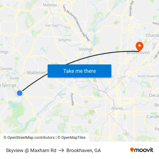 Skyview @ Maxham Rd to Brookhaven, GA map