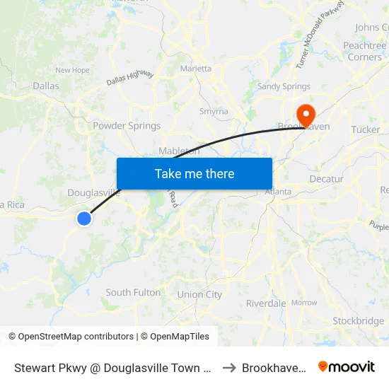 Stewart Pkwy @ Douglasville Town Center Ob to Brookhaven, GA map