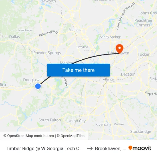 Timber Ridge @ W Georgia Tech College Ob to Brookhaven, GA map