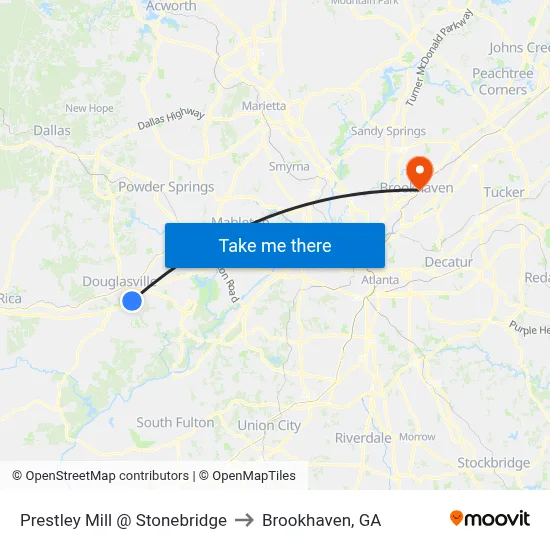 Prestley Mill @ Stonebridge to Brookhaven, GA map
