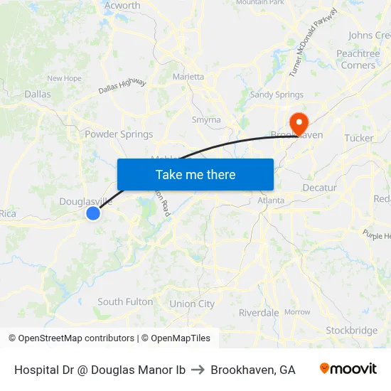 Hospital Dr @ Douglas Manor Ib to Brookhaven, GA map