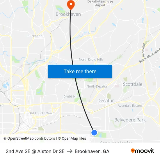 2nd Ave SE @ Alston Dr SE to Brookhaven, GA map