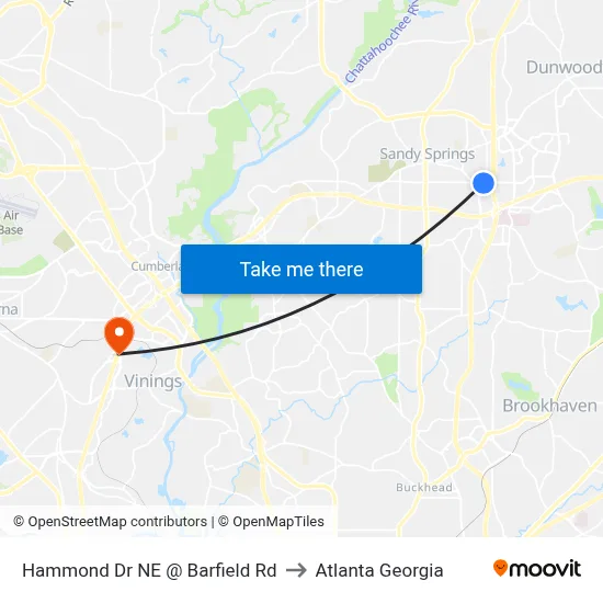 Hammond Dr NE @ Barfield Rd to Atlanta Georgia map