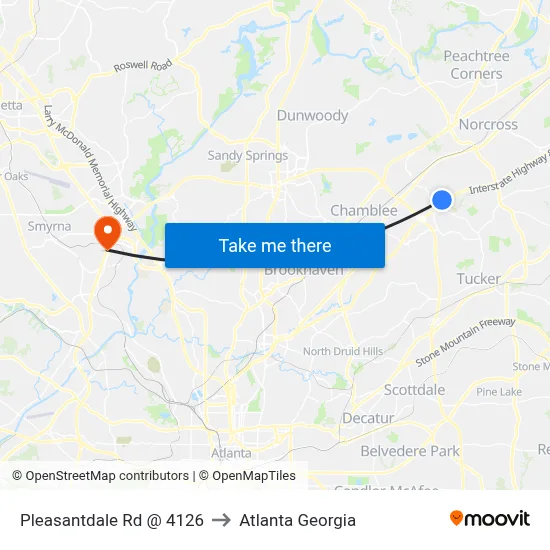 Pleasantdale Rd @ 4126 to Atlanta Georgia map