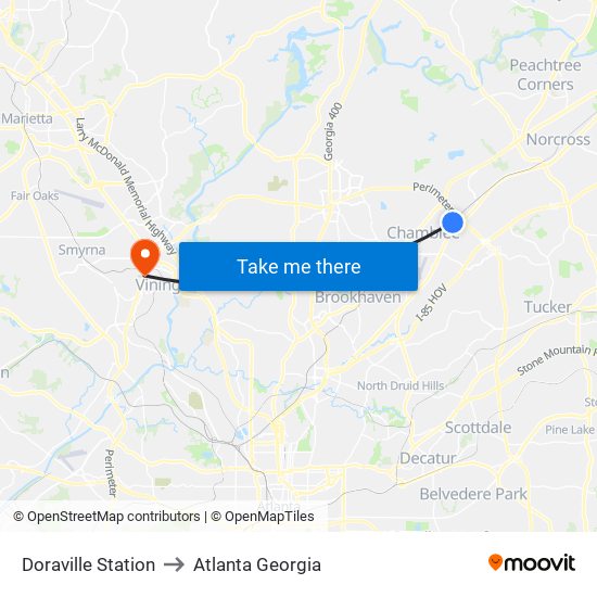 Doraville Station to Atlanta Georgia map
