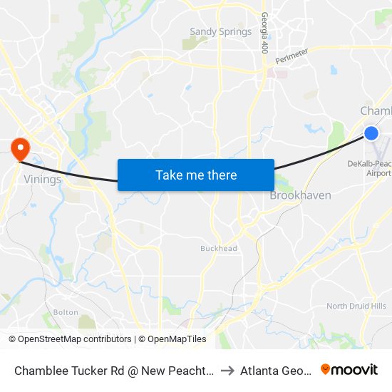 Chamblee Tucker Rd @ New Peachtree Rd to Atlanta Georgia map