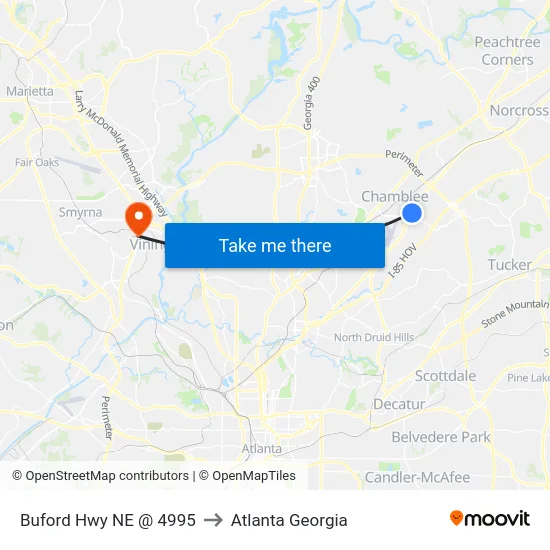 Buford Hwy NE @ 4995 to Atlanta Georgia map