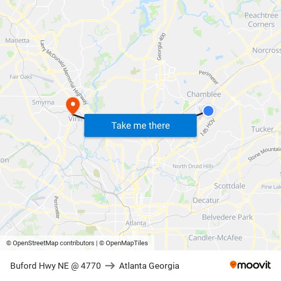 Buford Hwy NE @ 4770 to Atlanta Georgia map