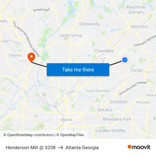 Henderson Mill @ 3208 to Atlanta Georgia map