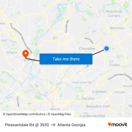 Pleasantdale Rd @ 3930 to Atlanta Georgia map