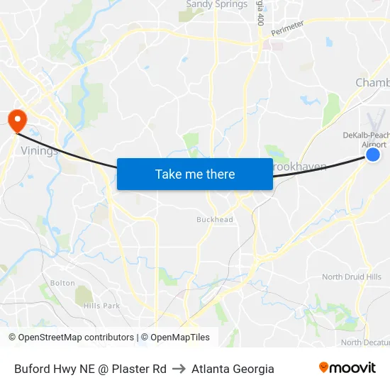 Buford Hwy NE @ Plaster Rd to Atlanta Georgia map