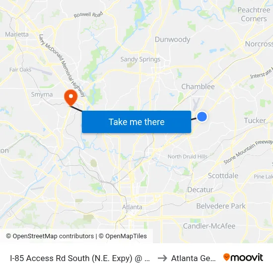 I-85 Access Rd South (N.E. Expy) @ Plaster Rd to Atlanta Georgia map