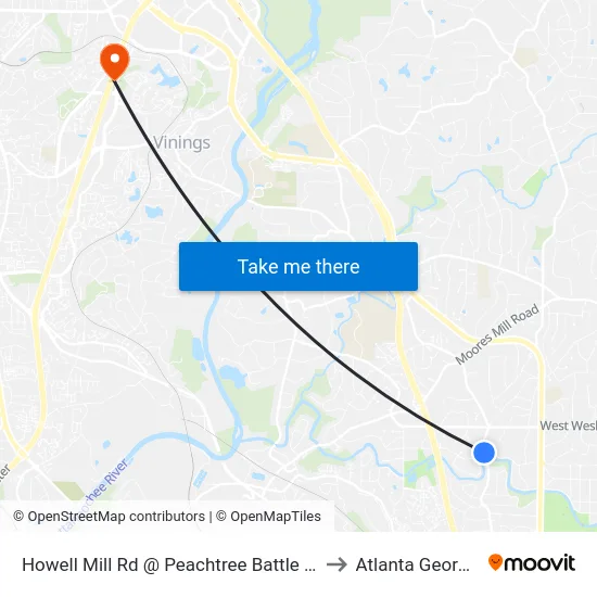 Howell Mill Rd @ Peachtree Battle Av to Atlanta Georgia map