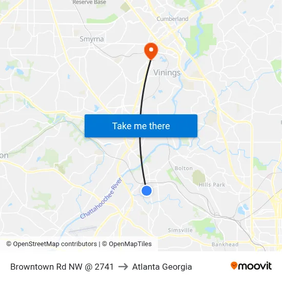 Browntown Rd NW @ 2741 to Atlanta Georgia map