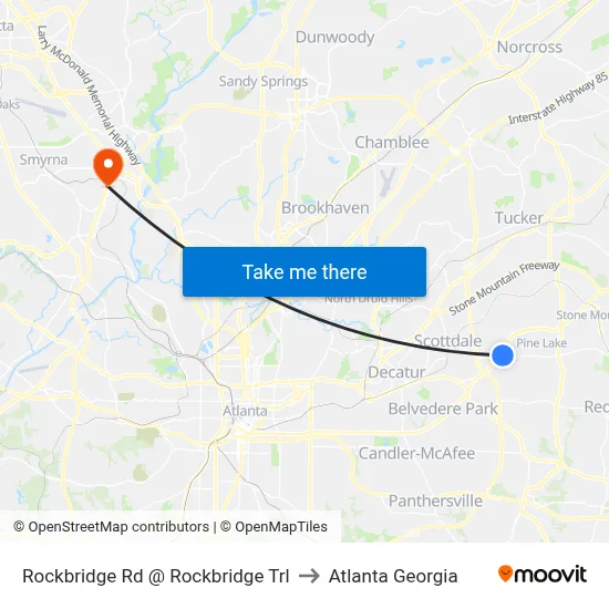 Rockbridge Rd @ Rockbridge Trl to Atlanta Georgia map